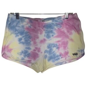Vans Spiraling Tie Dye Shorts‎ Womens S Pink Blue Yellow Sweat Fleece Colorful